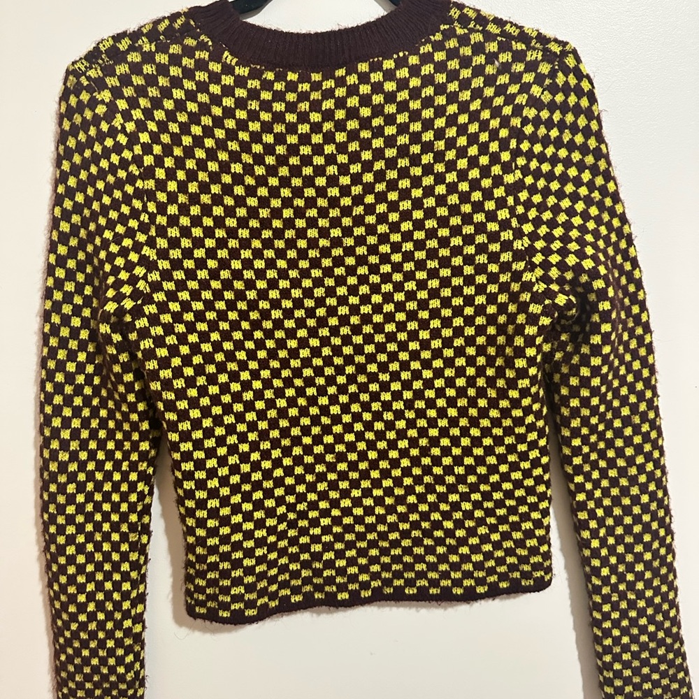 Maroon and Yellow Checkered Sweater - Picture 5 of 5
